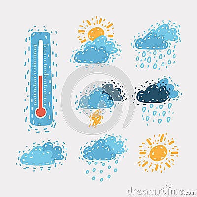 Modern weather icons set Cartoon Illustration