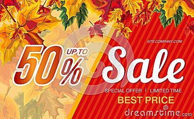 Banner with special offer of autumn sale Vector Illustration