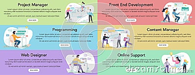 Modern web business service advert banner or website header. Vector Illustration