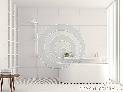 Modern white bathroom interior 3d rendering image Stock Photo