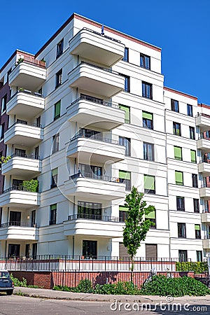 Modern white block of flats Stock Photo