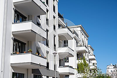 Modern white block of flats Stock Photo