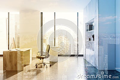 Modern white CEO office, side view toned Stock Photo