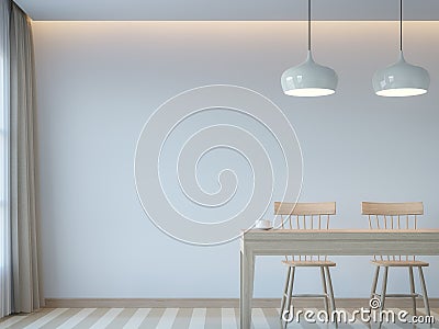 Modern white dining room minimal style 3D rendering Image Stock Photo