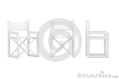 Modern White Folding Director or Garden Chair in Clay Style. 3d Rendering Stock Photo