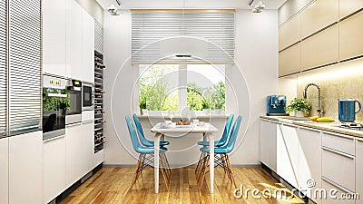 Modern white kitchen interior design Stock Photo