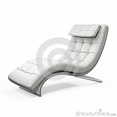 Modern White Leather Chaise Lounge - High Resolution Isolated Furniture Stock Photo