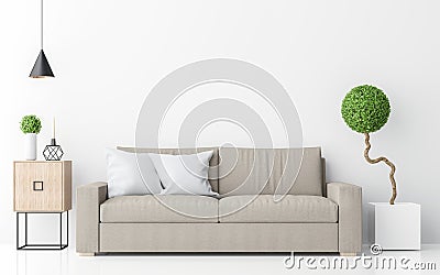 Modern white living room interior minimalist style image 3d rendering Stock Photo