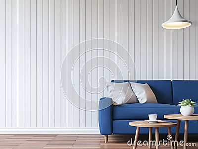 Modern white living room vintage style 3d rendering image Stock Photo