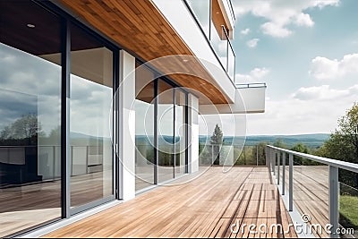 window wall design interior empty house light white room modern wood. Generative AI. Cartoon Illustration