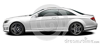 Modern white mercedes coupe. Stock Photo