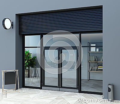 Modern white office entrance door Cartoon Illustration