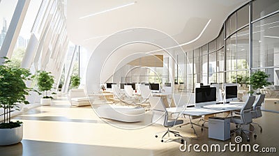 Modern white open space office corner Stock Photo