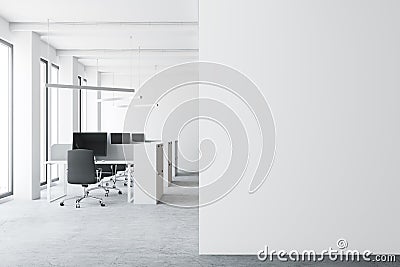 Modern white open space office, wall Stock Photo