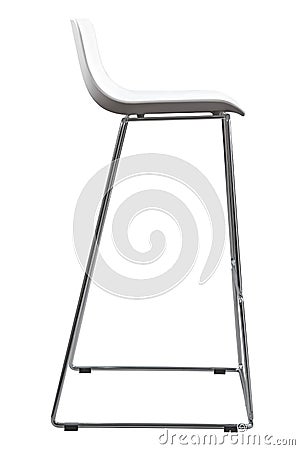 Modern White Plastic Bar Stool. Designer bar chair isolated on white Stock Photo