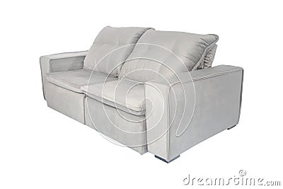 modern Grey suede velve couch sofa isolated Stock Photo