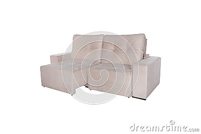 modern Grey suede velve couch sofa isolated Stock Photo