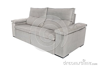 modern Grey suede velve couch sofa isolated Stock Photo