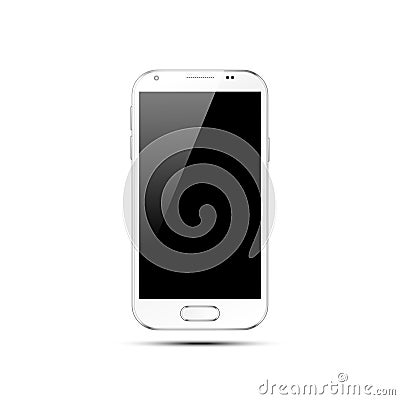 Modern white touchscreen cellphone tablet smartphone on white background Vector Illustration