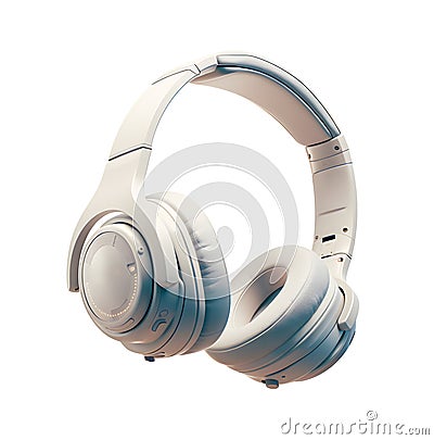 Modern white wireless headphones isolated on white background, modern gadgets concept, realistic design illustration, generative Cartoon Illustration