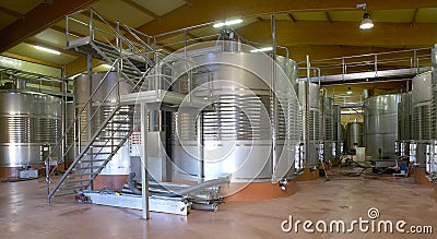 Modern winery fermenting process Stock Photo