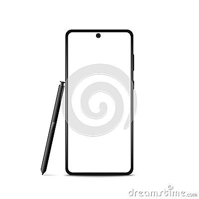 Modern Wireframe smartphone with Stylus isolated on white background. Reslistic. Vector illustration Cartoon Illustration