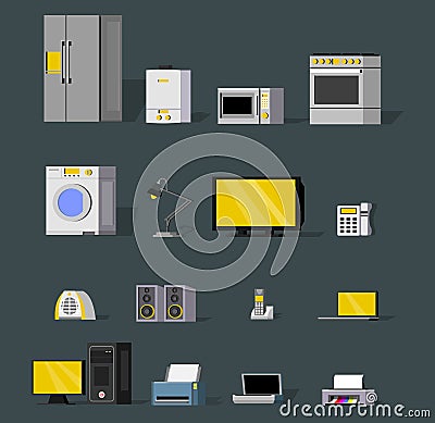 Modern Wireless Devices Collection Vector Illustration