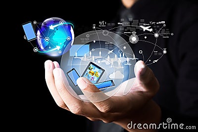 Modern wireless technology and social network Stock Photo