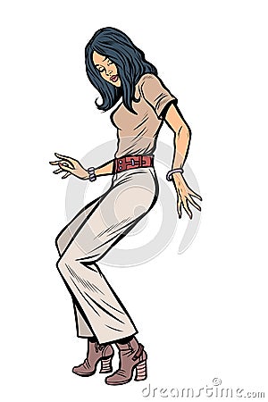 Modern woman dancing eighties. disco music Vector Illustration