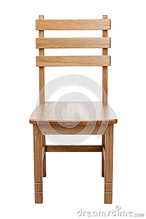 Modern wooden chair isolated on white background, front view. Classic wooden chair with back Stock Photo