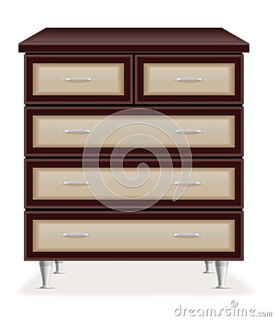 Modern wooden furniture chest of drawers vector illustration Vector Illustration