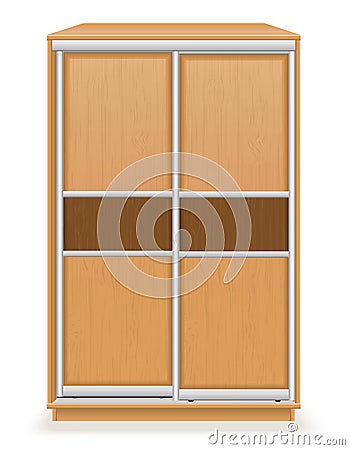 Modern wooden furniture wardrobe with sliding doors vector illus Vector Illustration