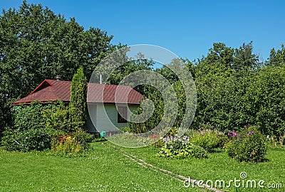 Modern wooden vacation homes in the Russia Stock Photo