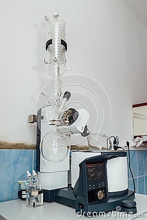 Modern rotary evaporator in chemical laboratory Stock Photo