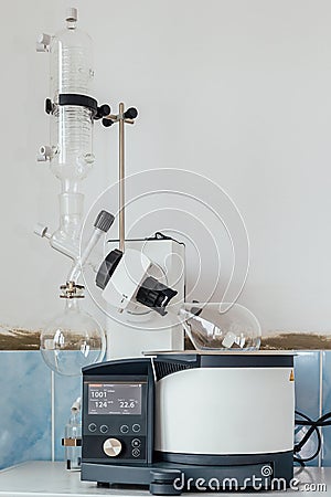 Modern rotary evaporator in chemical laboratory Stock Photo