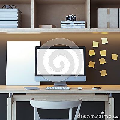 Modern workspace with computer Stock Photo