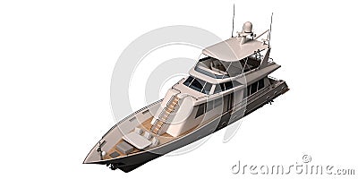 Modern yacht isolated on white background 3d illustration Cartoon Illustration