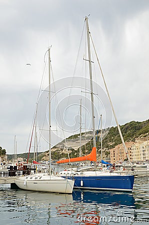 Modern yachts in Bonifacio harbor Editorial Stock Photo