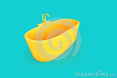 Modern yellow bath on teal background. 3D rendering Stock Photo