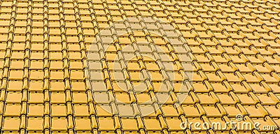 Modern yellow gold glossy rooftop tiling texture background Stock Photo