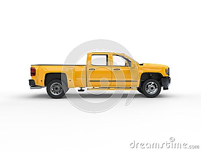 Modern yellow pickup truck - side view Stock Photo