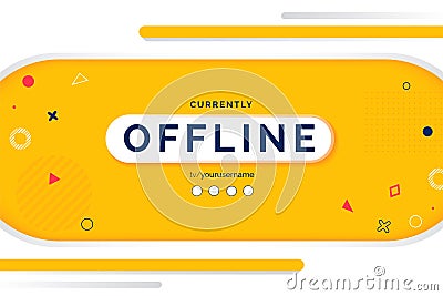 Modern yellow shapes futuristic currently offline twitch banner background vector template Stock Photo