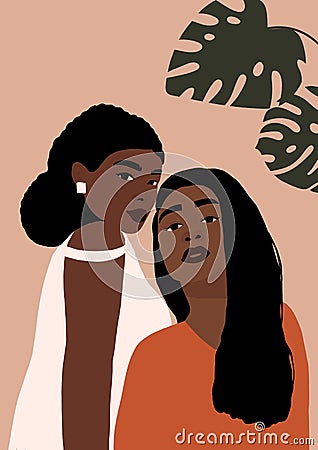 Modern young african american black womans portrait Vector Illustration