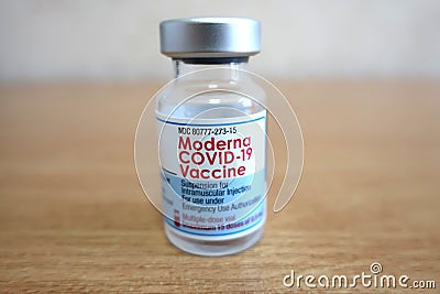 Moderna COVID-19 coronavirus vaccine, close up Editorial Stock Photo