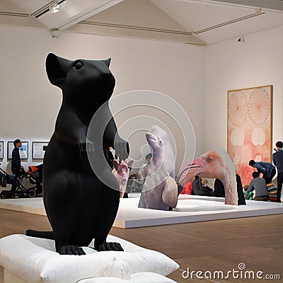 Katharina Fritsch, Man and mouse, Moderna Museet in Stockholm Editorial Stock Photo