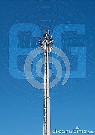 Modern transmission mast with 6G Stock Photo