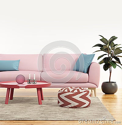 Modernes rosa sofa in einem frischen wohnzimmer stockfoto bild ... Wohnzimmer in rosa