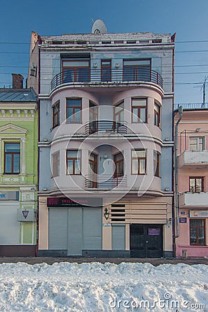 Modernist building in Chernivtsi Editorial Stock Photo