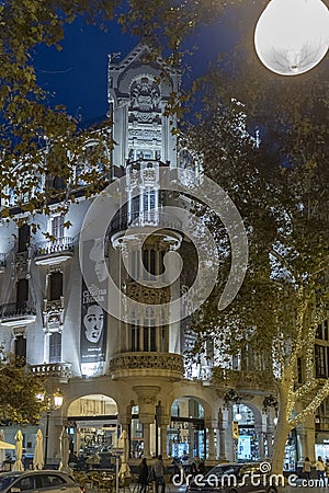 Modernist building Gran Hotel Caixaforum in Palma de Mallorca Editorial Stock Photo