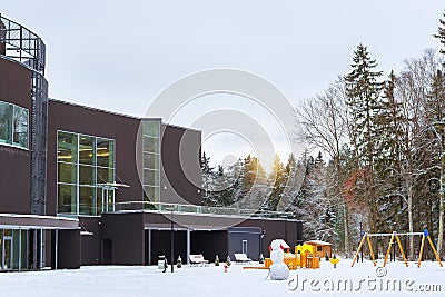 Modernist building made of glass and concrete Stock Photo